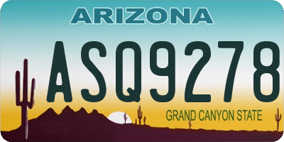 AZ license plate ASQ9278