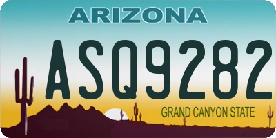 AZ license plate ASQ9282