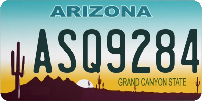 AZ license plate ASQ9284