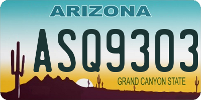 AZ license plate ASQ9303