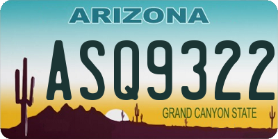 AZ license plate ASQ9322