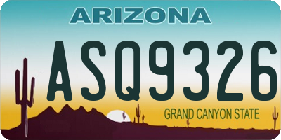 AZ license plate ASQ9326