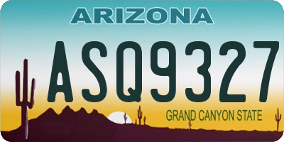 AZ license plate ASQ9327