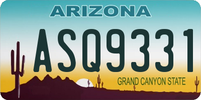 AZ license plate ASQ9331