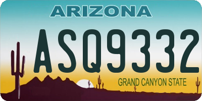 AZ license plate ASQ9332