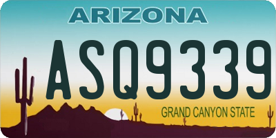 AZ license plate ASQ9339