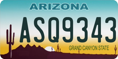 AZ license plate ASQ9343