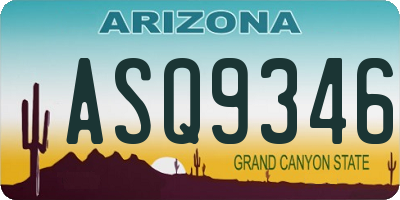 AZ license plate ASQ9346