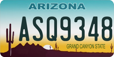 AZ license plate ASQ9348