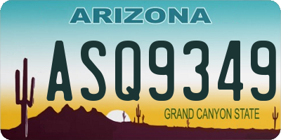 AZ license plate ASQ9349