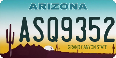 AZ license plate ASQ9352