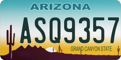 AZ license plate ASQ9357
