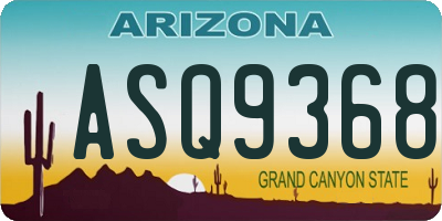 AZ license plate ASQ9368