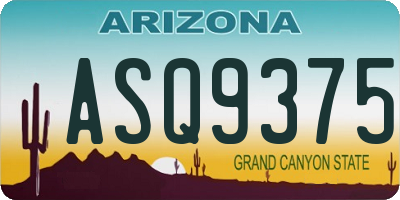 AZ license plate ASQ9375