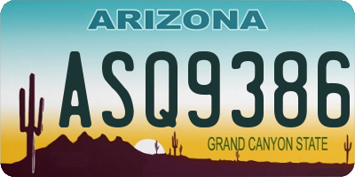 AZ license plate ASQ9386