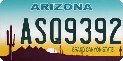 AZ license plate ASQ9392