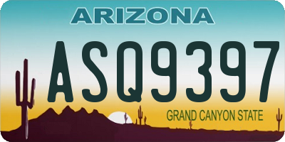 AZ license plate ASQ9397