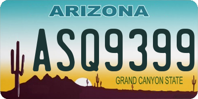 AZ license plate ASQ9399