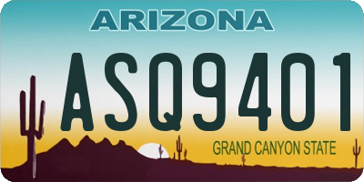 AZ license plate ASQ9401