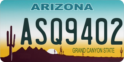 AZ license plate ASQ9402