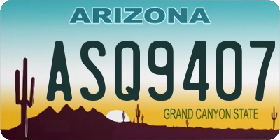 AZ license plate ASQ9407