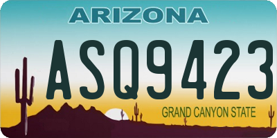 AZ license plate ASQ9423