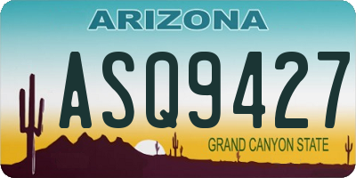AZ license plate ASQ9427