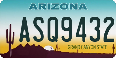 AZ license plate ASQ9432