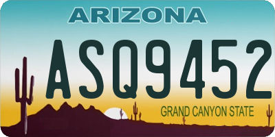 AZ license plate ASQ9452