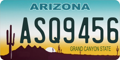 AZ license plate ASQ9456