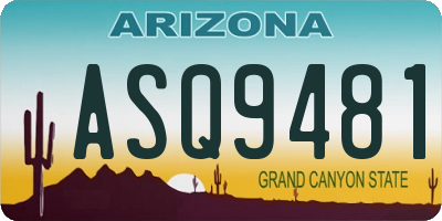 AZ license plate ASQ9481