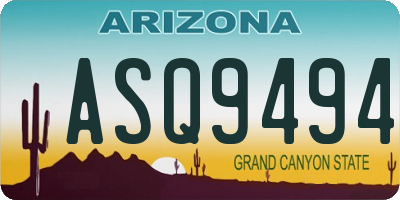 AZ license plate ASQ9494