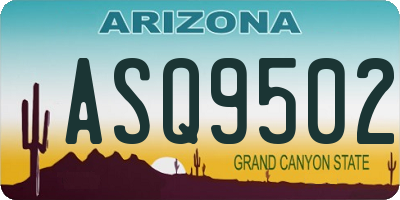 AZ license plate ASQ9502