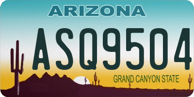 AZ license plate ASQ9504