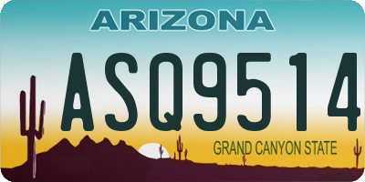 AZ license plate ASQ9514