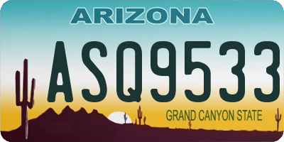 AZ license plate ASQ9533