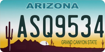 AZ license plate ASQ9534