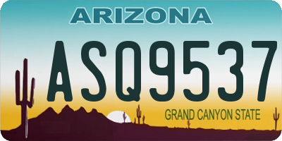 AZ license plate ASQ9537