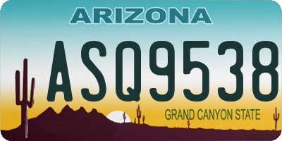 AZ license plate ASQ9538