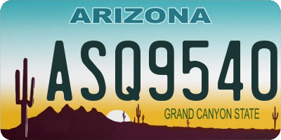 AZ license plate ASQ9540