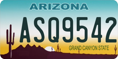 AZ license plate ASQ9542