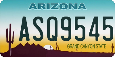 AZ license plate ASQ9545