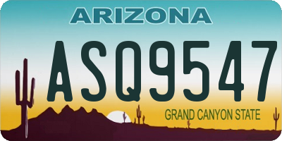 AZ license plate ASQ9547