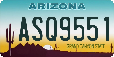 AZ license plate ASQ9551