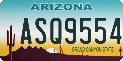 AZ license plate ASQ9554