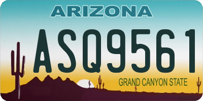AZ license plate ASQ9561