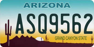 AZ license plate ASQ9562