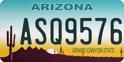 AZ license plate ASQ9576