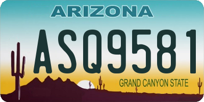 AZ license plate ASQ9581