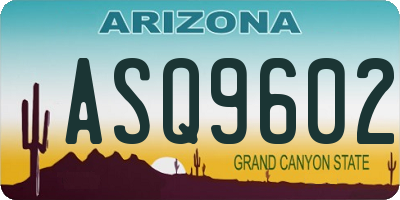 AZ license plate ASQ9602